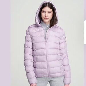 American Tall Lavender Hooded Puffer Jacket Coat M Tall​​​​​​​